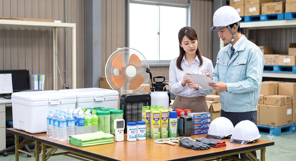 詰め所の広さ別に捕虫器を配置する詰め所虫対策マップの図解