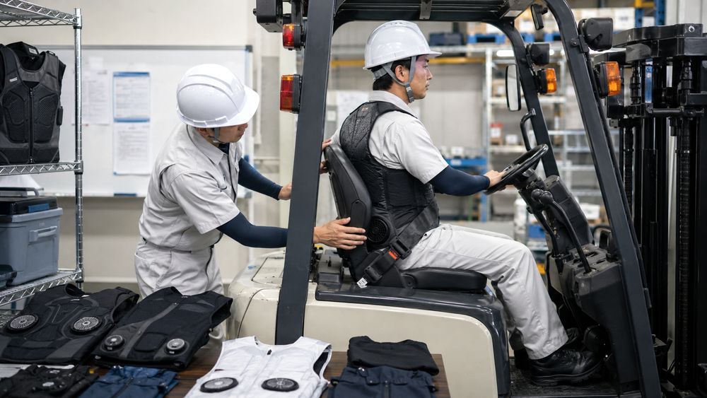 冷却ウェアやインナーの着座フィットを確認するイメージ