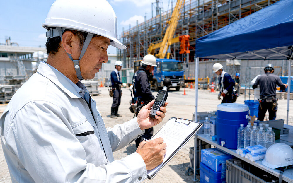 WBGT値を確認して報告の要否を判断するイメージ
