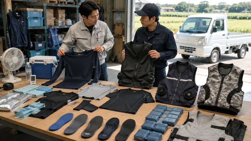 軽トラ現場向けの冷却ウェア・インナーを使い分ける比較イメージ