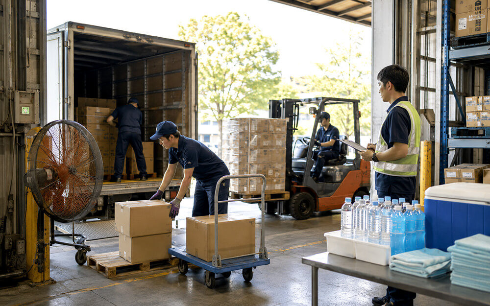 配送・荷下ろし作業の熱中症対策のイメージ